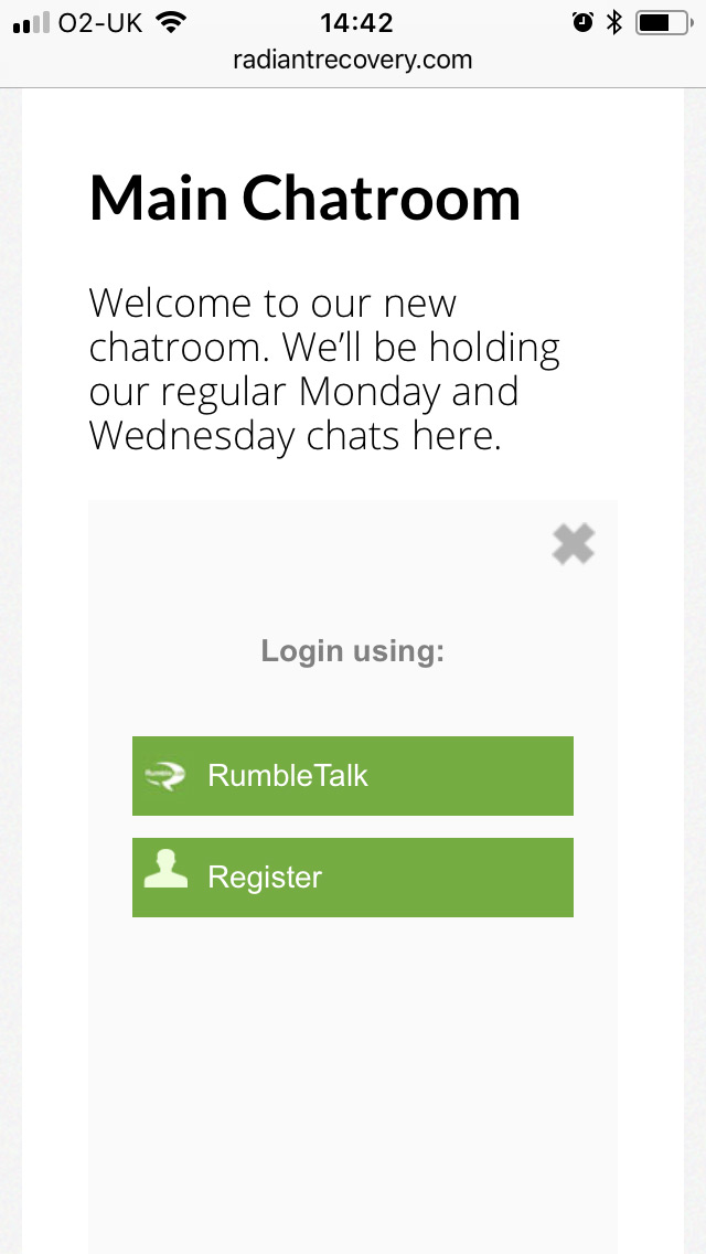 RumbleTalk login options: login and register