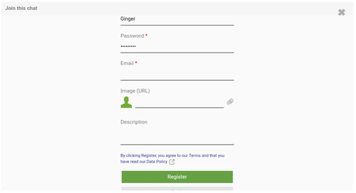 sign-up screen